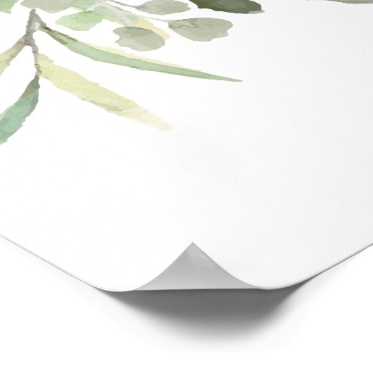 グリーンのウェディングシャワー ウェルカムサイン ポスター (角)