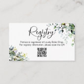 グリーンのウェディングシャワー ギフトレジストリーQRカード エンクロージャーカード (正面)