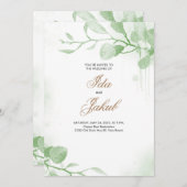 グリーンのウェディング招待状テンプレート 招待状 (正面/裏面)