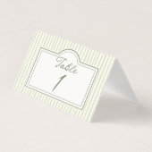 グリーンのウェディング ストライプ テーブル ナンバー (正面)