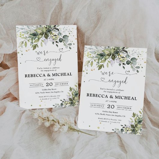 グリーンのエンゲージメントパーティー招待状 招待状