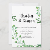 グリーンのエンゲージメントパーティー招待状 招待状 (正面)