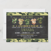グリーンのカモフラージュ ベビーシャワーの招待状 招待状 (正面)