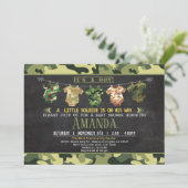 グリーンのカモフラージュ ベビーシャワーの招待状 招待状 (スタンド正面)