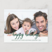 グリーンのカリグラフィーが印象的なクリスマス 写真入り ポストカード (正面)
