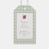 グリーンのギンガムチェックのカスタムクリスマス ギフトタグ (裏面)