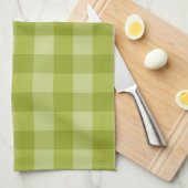 グリーンのギンガムチェック キッチンタオル (四つ折り)