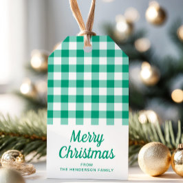 グリーンのギンガムチェック スクリプト クリスマス ギフトタグ