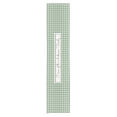 グリーンのギンガムパターンと名字 ショートテーブルランナー (正面)