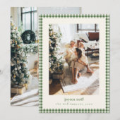 グリーンのギンガム プリントの Joyeux Noel クリスマス 写真 (正面/裏面)