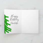 グリーンのクリスマスツリー ハッピー バースデー 12月 冬 カード (内部)