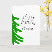 グリーンのクリスマスツリー ハッピー バースデー 12月 冬 カード (黄色い花)