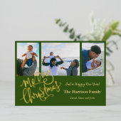 グリーンのクリスマス ゴールドパーソナライズフォト 箔シーズンカード (立ち正面)