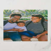 グリーンのクリスマス ゴールドパーソナライズフォト 箔シーズンカード (裏面)