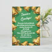 グリーンのクリスマス パーティーでのゴールドのベル 招待状 (スタンド正面)