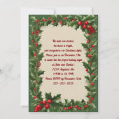 グリーンのクリスマス パーティーのホリー 招待状 (正面)