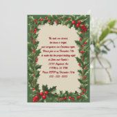グリーンのクリスマス パーティーのホリー 招待状 (スタンド正面)