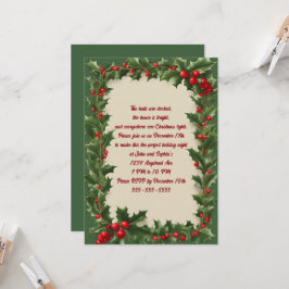 グリーンのクリスマス パーティーのホリー 招待状