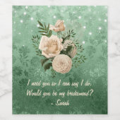 グリーンのクリームバラは私の花嫁のメイド ワインラベル (シングルラベル)