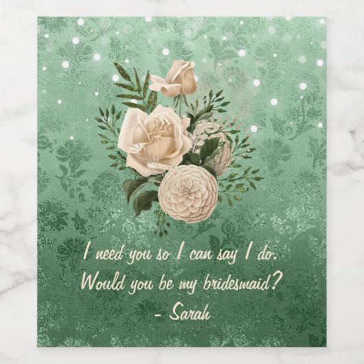 グリーンのクリームバラは私の花嫁のメイド ワインラベル (シングルラベル)