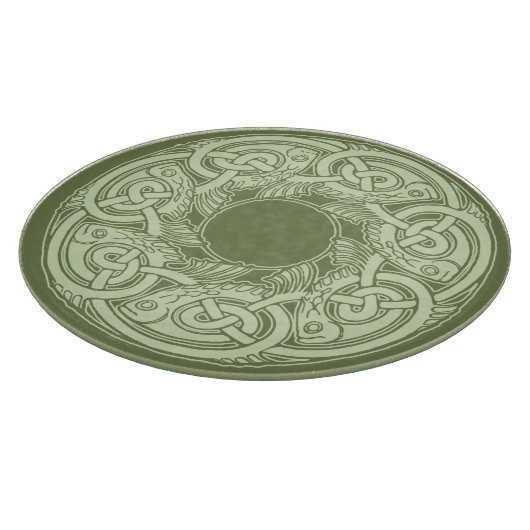 グリーンのケルトノットワークフィッシュ カッティングボード (角)