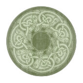 グリーンのケルトノットワークフィッシュ カッティングボード (正面)