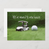 グリーンのゴルフで新しい家に引っ越したゴルフ 案内ポストカード (正面/裏面)