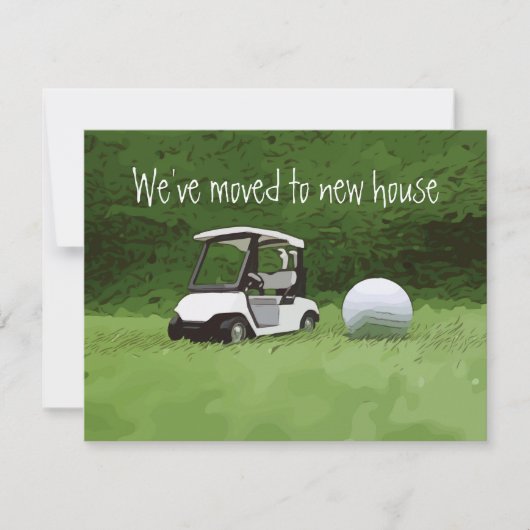 グリーンのゴルフで新しい家に引っ越したゴルフ 案内状 (正面)