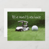 グリーンのゴルフで新しい家に引っ越したゴルフ 案内状 (正面/裏面)