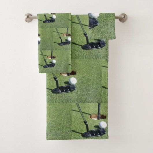 グリーンのゴルフパターのマーキングパー。 バスタオルセット (インサイチュ)