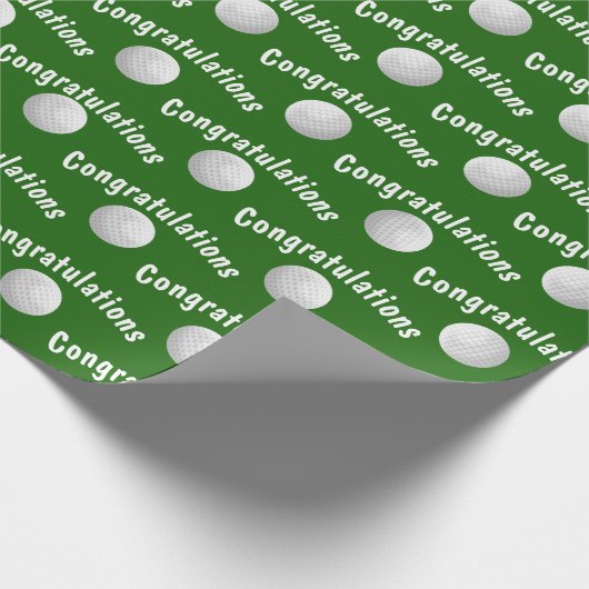 グリーンのゴルフボールおめでとう ラッピングペーパー (角)