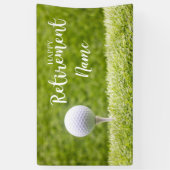 グリーンのゴルフボールとゴルフハッピーリタイアメント 横断幕 (縦)