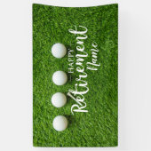 グリーンのゴルフボールとゴルフハッピーリタイアメント 横断幕 (縦)