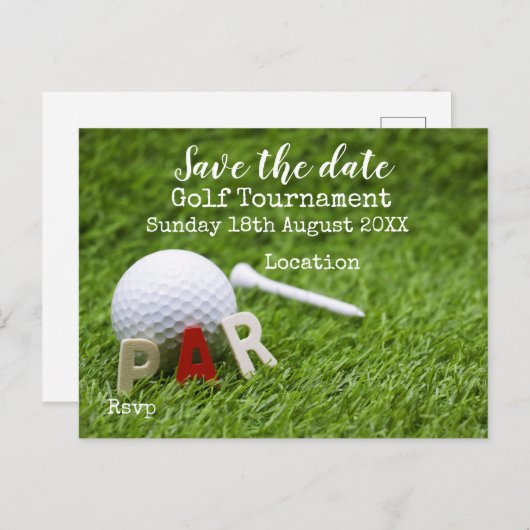 グリーンのゴルフボールはゴルファーの日付を保存する 案内ポストカード (正面/裏面)