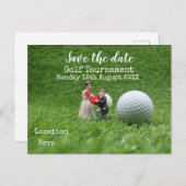 グリーンのゴルフボールはデイトゴルファー結婚の 案内ポストカード (正面/裏面)