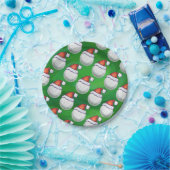 グリーンのゴルフボールクリスマス帽子 ペーパープレート (パーティー)