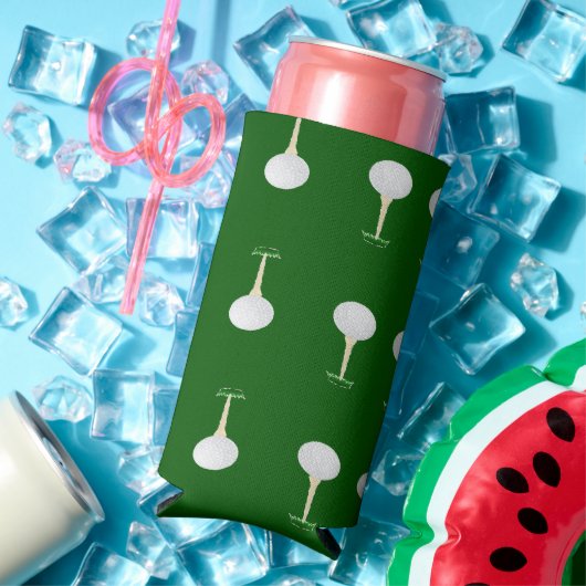 グリーンのゴルフボールパターン スリム缶クーラー (インサイチュ 夏)