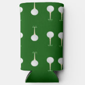 グリーンのゴルフボールパターン スリム缶クーラー (正面)