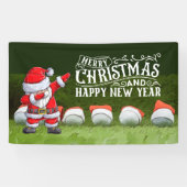 グリーンのゴルフメリークリスマスサンタクロースおもしろい 横断幕 (横)