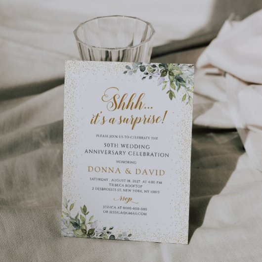 グリーンのサプライズアニバーサリー招待状 - EAC202 招待状