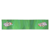 グリーンのサンタハットに可愛いセント・ベルナール ショートテーブルランナー (横)