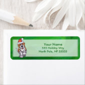 グリーンのサンタハットに可愛いセント・ベルナール ラベル (インサイチュ)