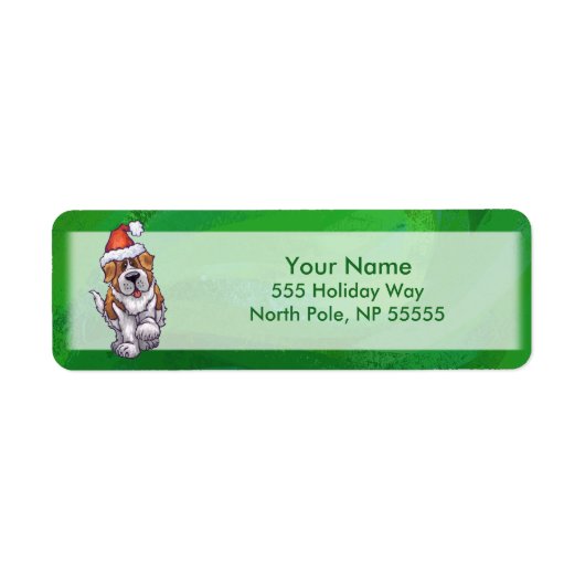 グリーンのサンタハットに可愛いセント・ベルナール ラベル (正面)