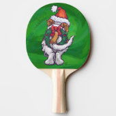 グリーンのサンタハットに可愛いセント・ベルナール 卓球ラケット (裏面)