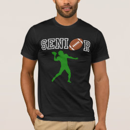 グリーンのシルエットで描かれたシニア・アメリカンフットボールのクォーターバック Tシャツ