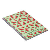 グリーンのスイカ果実模様と文字 ノートブック (右側)