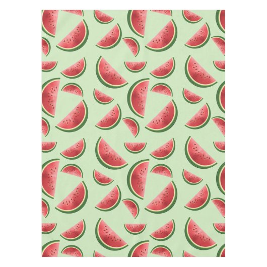 グリーンのスイカ果実模様 テーブルクロス (正面)