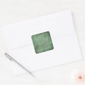 グリーンのステッカーにヴィンテージな手書き文字 スクエアシール (封筒)