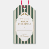 グリーンのストライプのクリスマスギフトタグ ギフトタグ (正面)