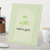 グリーンのストライプの抹茶ベビーシャワーカード&ギフト 台座サイン (インサイチュ)
